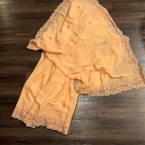Chiffon saree with embroidered/cutwork border